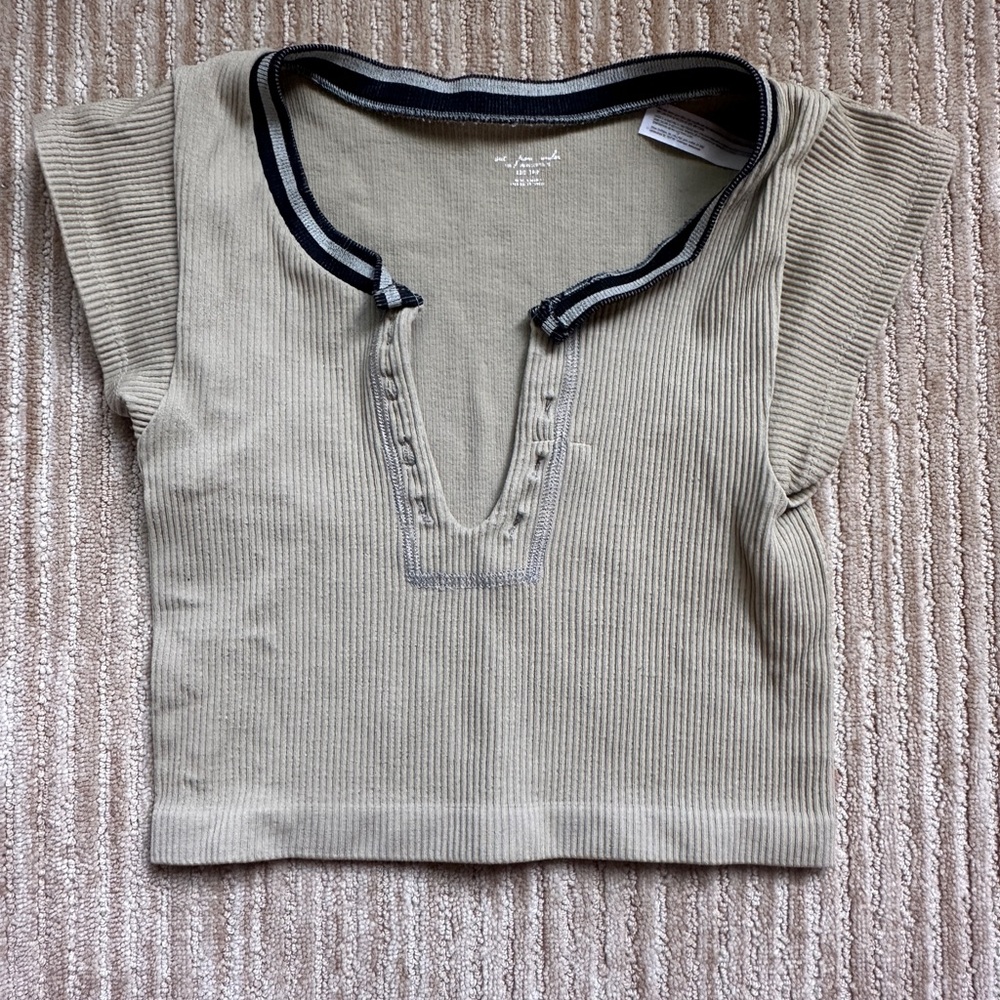 Urban Outfitters Beige Ribbed Crop Top